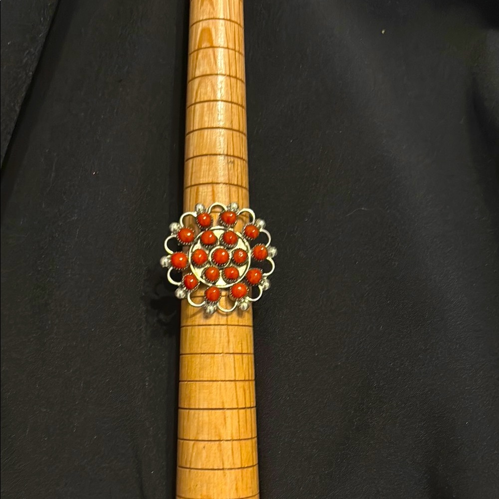 Zuni Silver and Red coral Ring